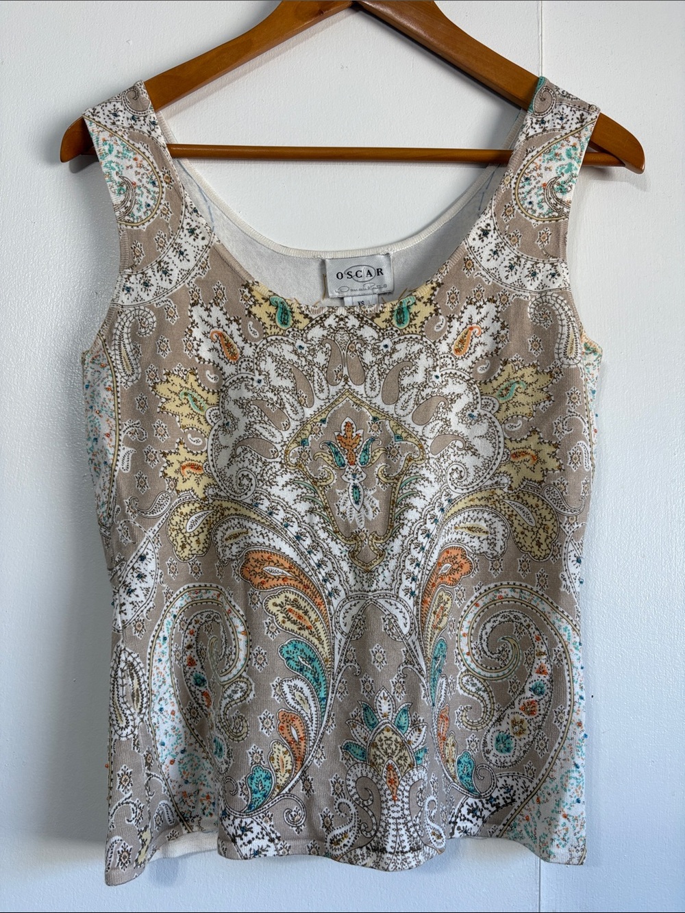 Oscar de La Renta Vintage Beaded Paisley Tank